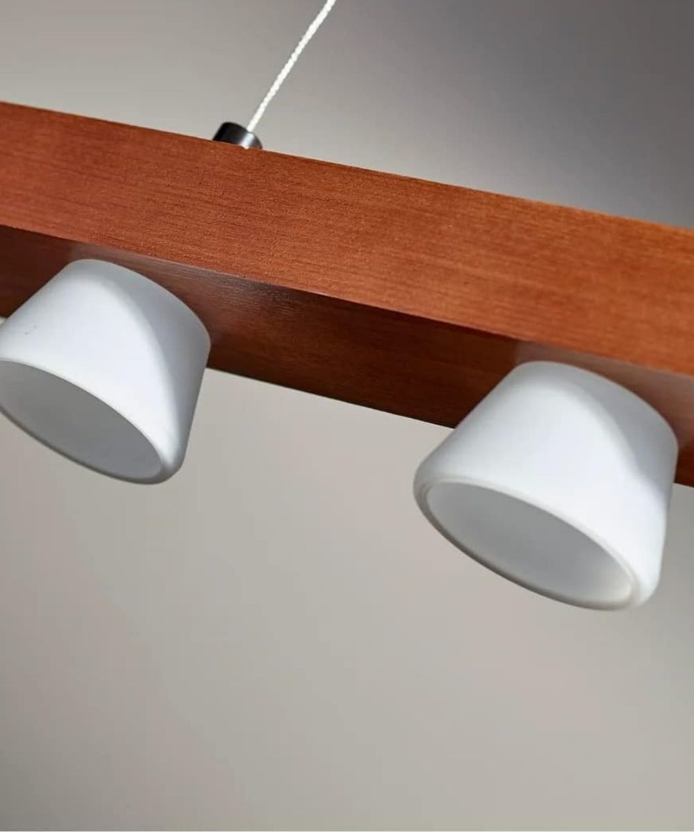 Adesso Burlington 24" W LED 4 Light Island/Dining Modern Pendant, Walnut Brushed Steel Metal Finish