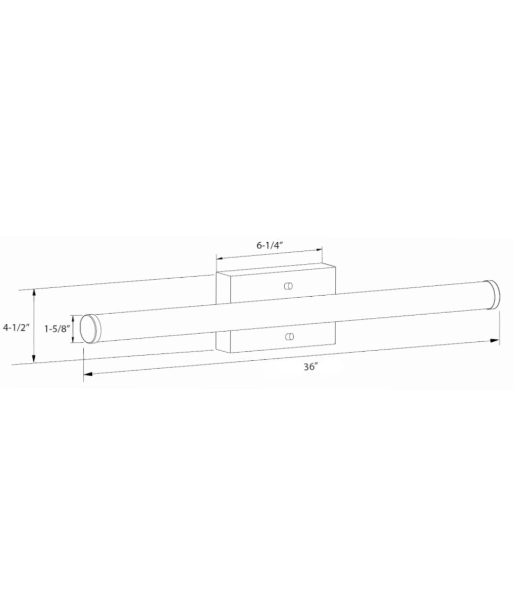 36"W 1-Light LED Round Linear Bath Vanity Light Fixture Brushed Nickel Finish