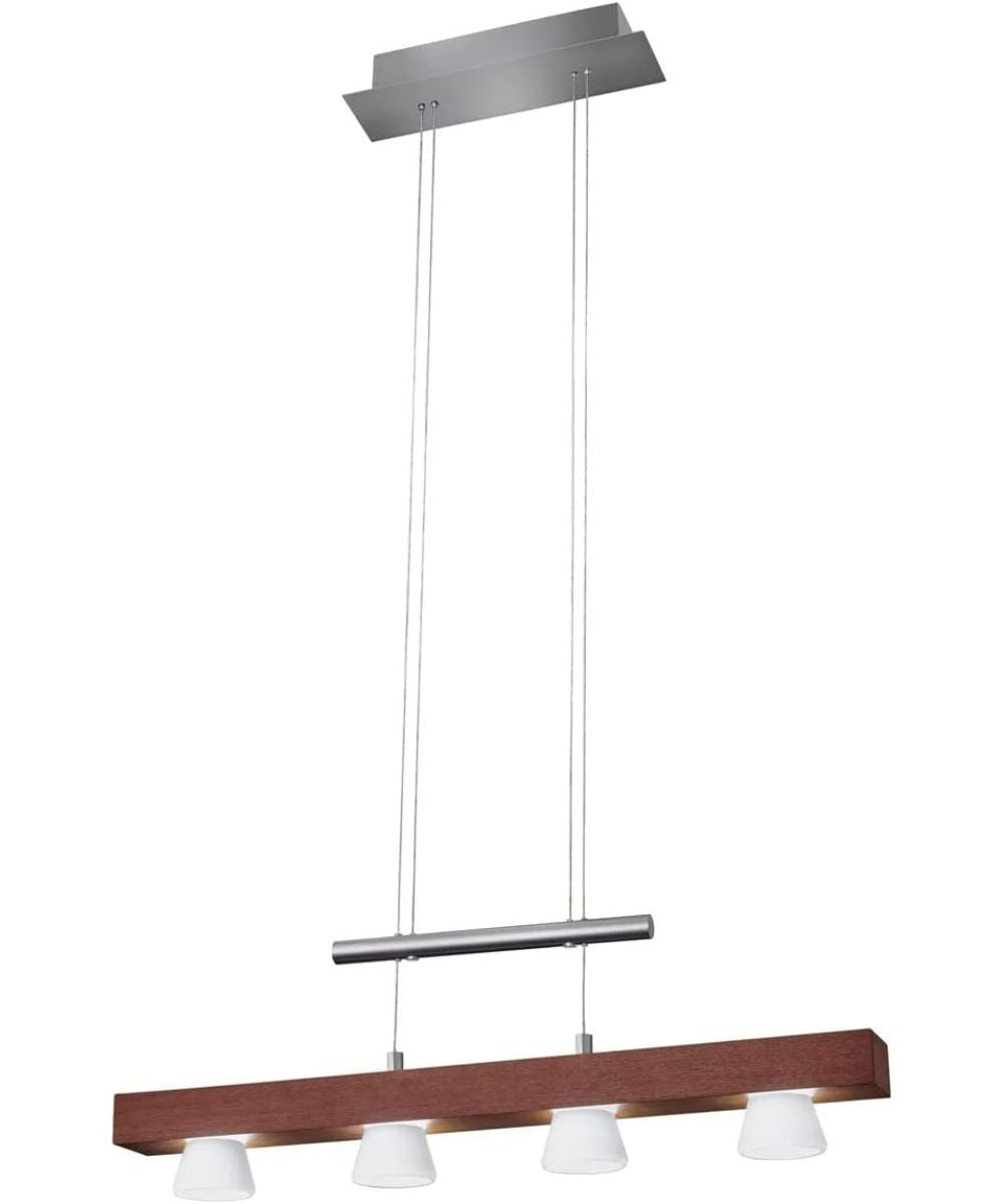 Adesso Burlington 24" W LED 4 Light Island/Dining Modern Pendant, Walnut Brushed Steel Metal Finish