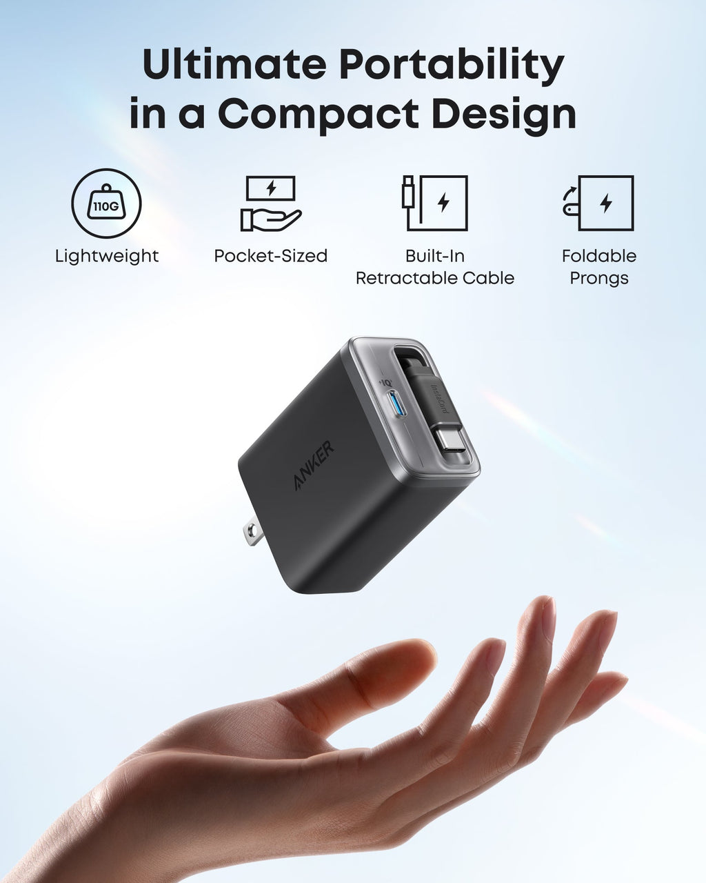 Anker Nano Charger (35W, Built-In Retractable USB-C Cable)