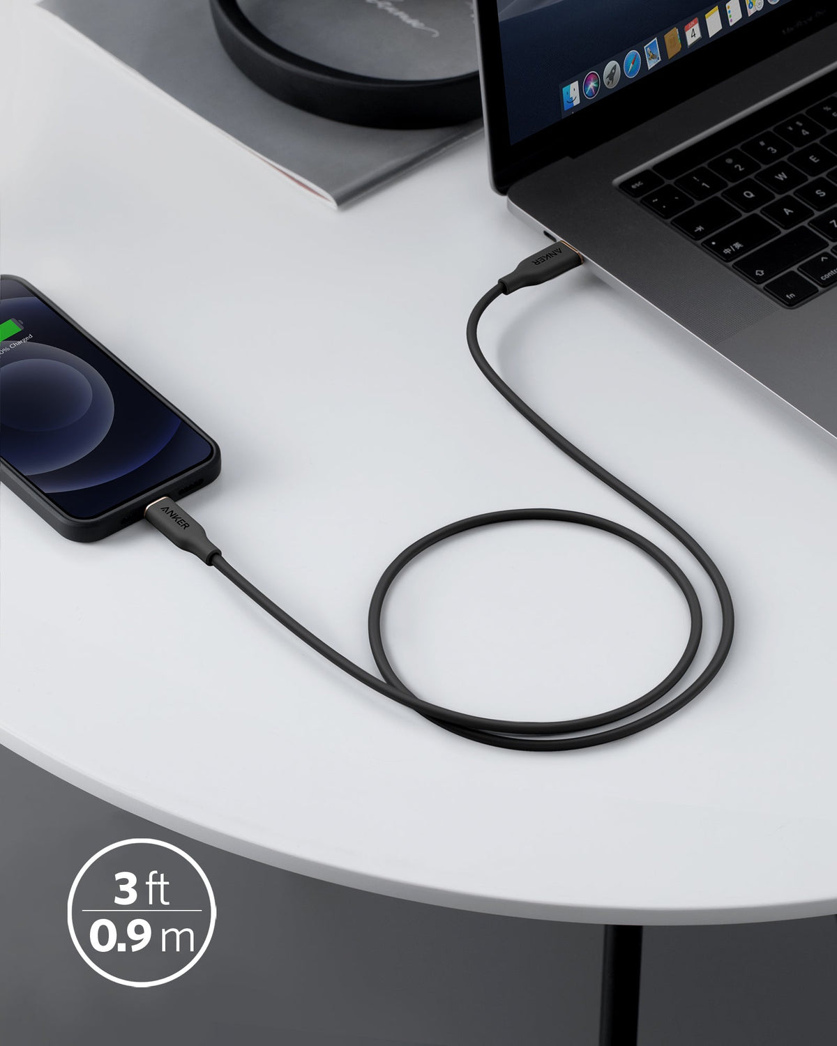 Anker 641 USB-C to Lightning Cable (Flow, 3 ft Silicone)
