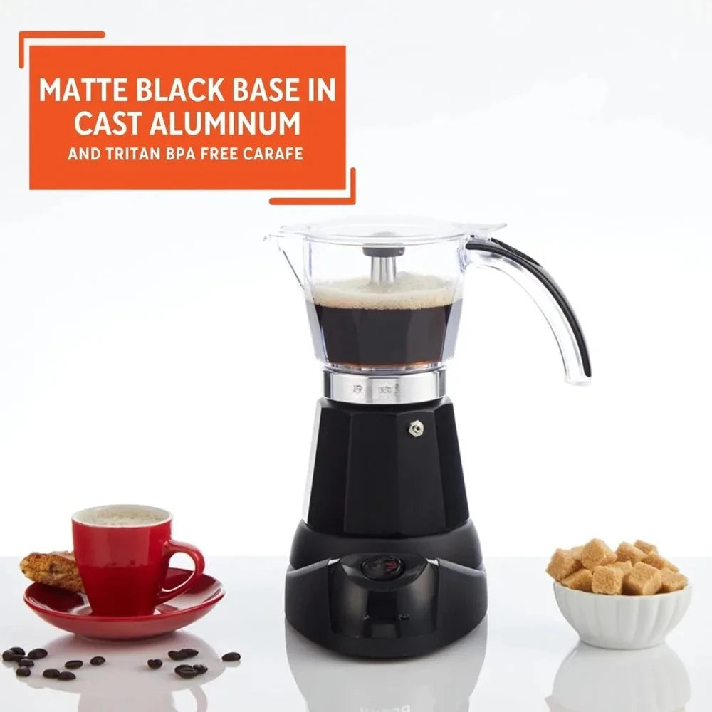 6 or 3 Cup Electric Espresso Maker Black Coffee Machine for Cuban Coffee, Moka and Espresso Drinks-US Stock