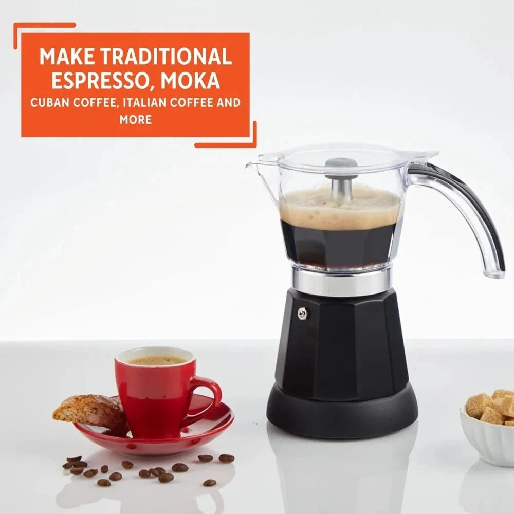 6 or 3 Cup Electric Espresso Maker Black Coffee Machine for Cuban Coffee, Moka and Espresso Drinks-US Stock