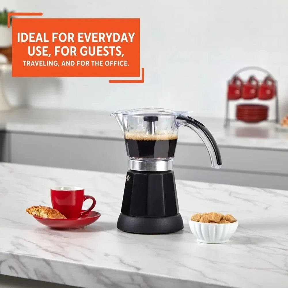 6 or 3 Cup Electric Espresso Maker Black Coffee Machine for Cuban Coffee, Moka and Espresso Drinks-US Stock