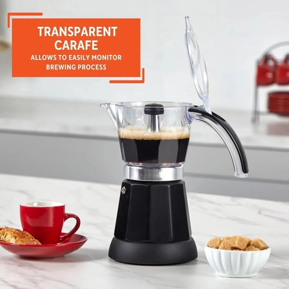 6 or 3 Cup Electric Espresso Maker Black Coffee Machine for Cuban Coffee, Moka and Espresso Drinks-US Stock