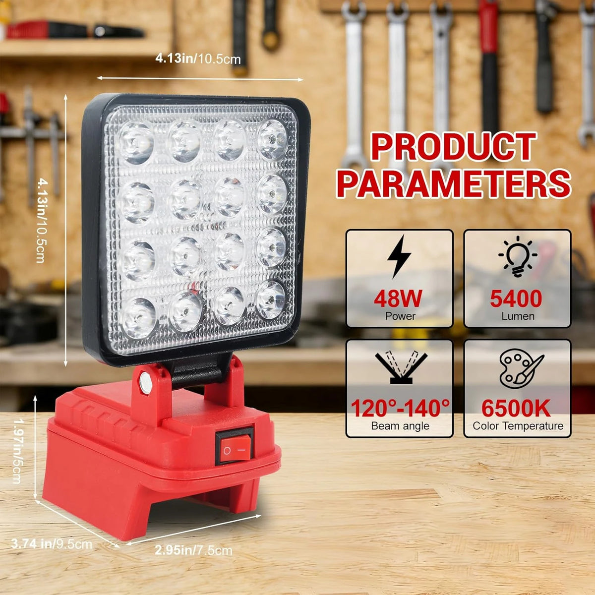 4/5/8 inch Portable LED Lamp Working Light for Milwaukee 18V Battery Cordless Flood Light with dual USB Charging Port