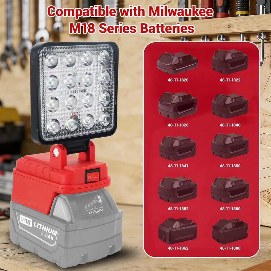 4/5/8 inch Portable LED Lamp Working Light for Milwaukee 18V Battery Cordless Flood Light with dual USB Charging Port