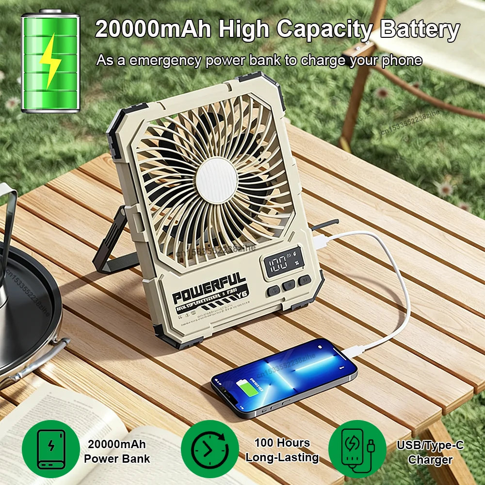 Desktop Fan 20000mAh Rechargerable Portable Foldable Table Fan