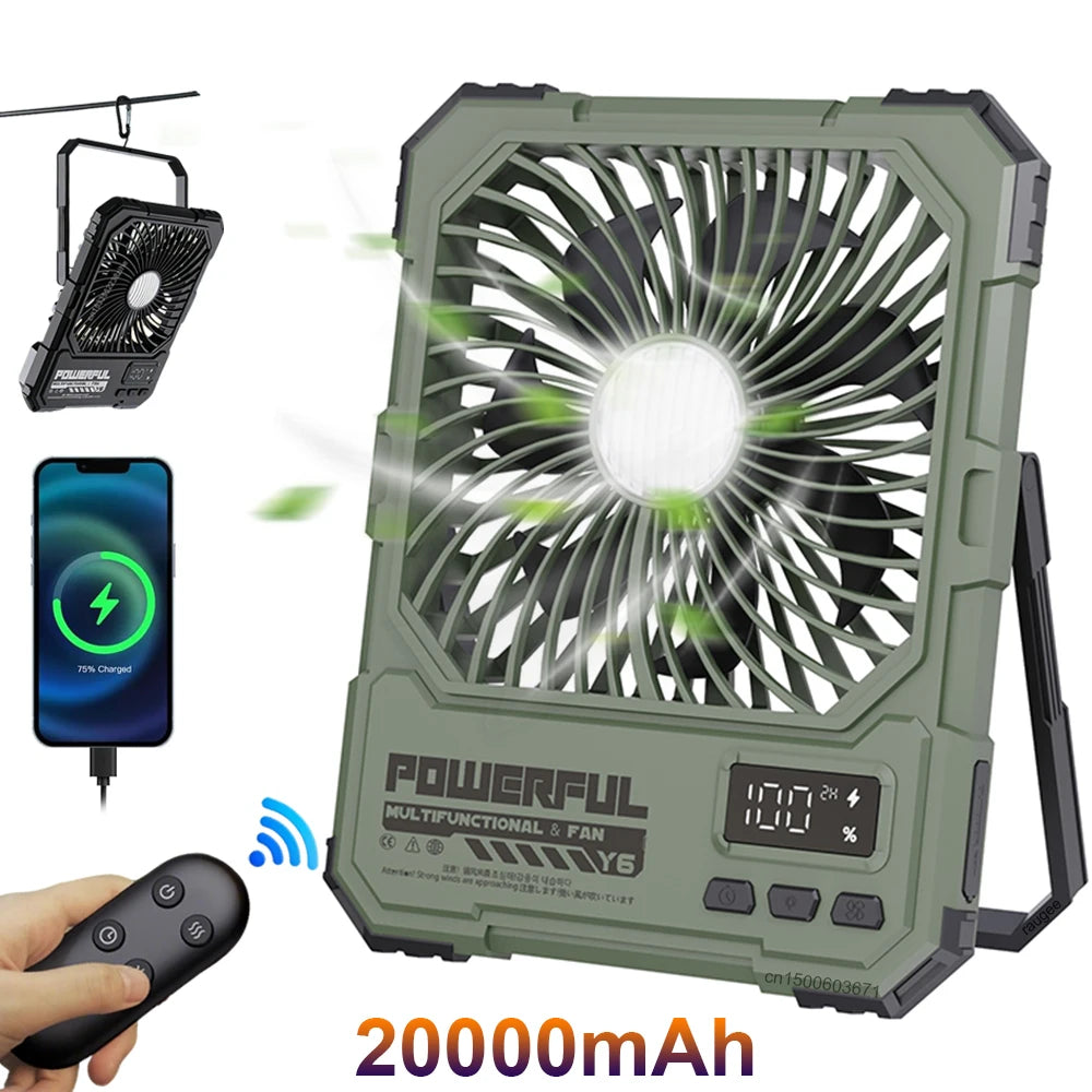 Desktop Fan 20000mAh Rechargerable Portable Foldable Table Fan