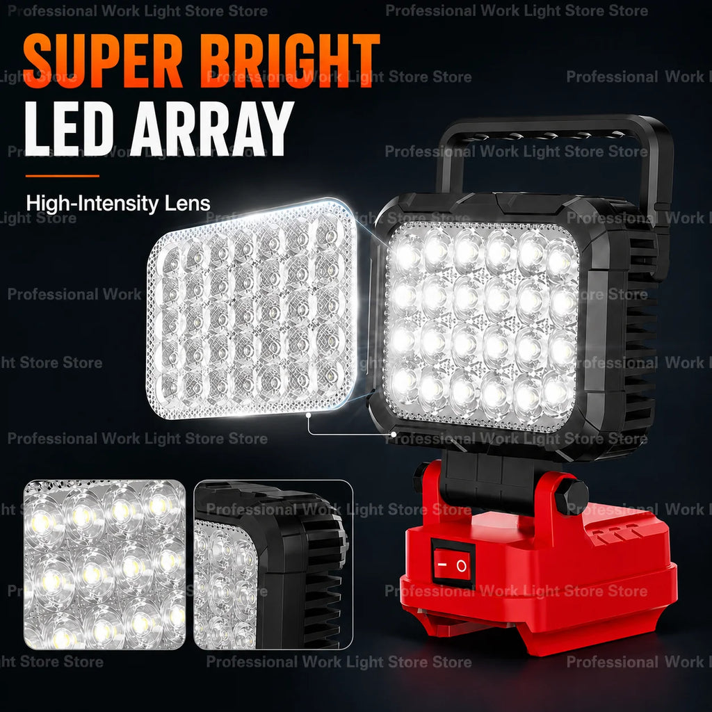 LED Work Light For Milwaukee 18V Battery Cordless Camping Lights Portable Flood Lamp Flashlight Power Tool Accessory