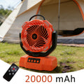 50000mAh Rechargeable Camping Fan with LED Light Remote Control
