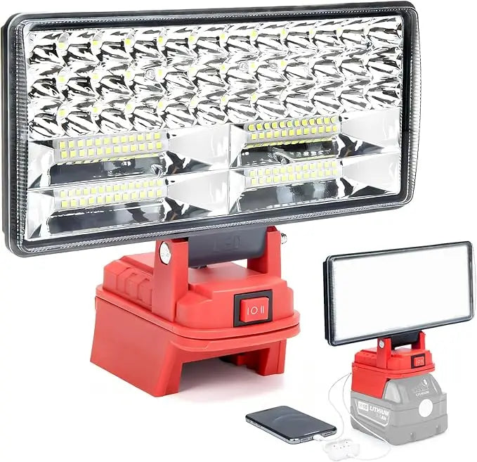 4/5/8 inch Portable LED Lamp Working Light for Milwaukee 18V Battery Cordless Flood Light with dual USB Charging Port