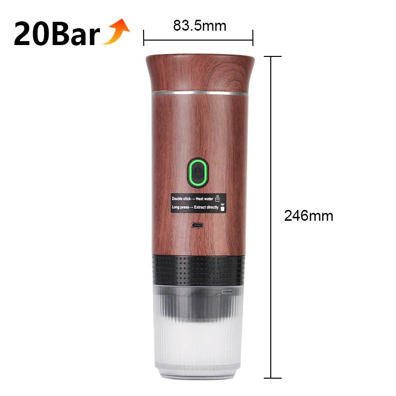 Wireless Electric Portable Espresso Coffee Machine for Car & Home Camping Coffee Maker 3-in-1 Capsule Powder Travel Coffee Maker