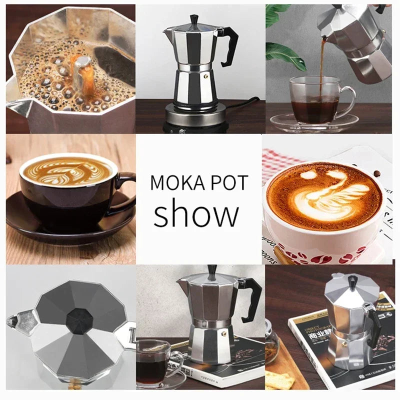 Aluminum Moka Pot Suitable for Electric Stove Top Coffee Maker Espresso Drip Filter Moka Pot Heater Household Use