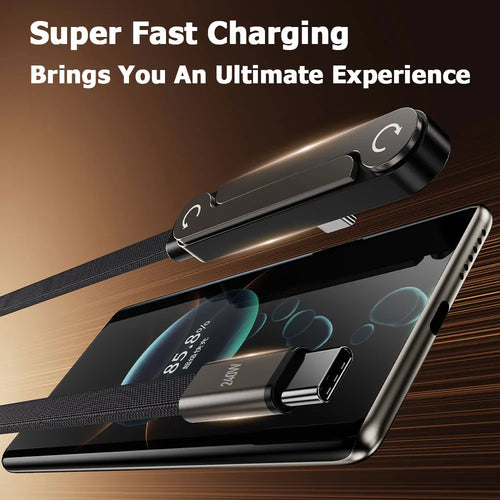 1.5m Foldable Charging Cable With Integrated Stand Fast Charging Cable Phone Tablet 240W Ultra-Fast Data Cable Phone Holder