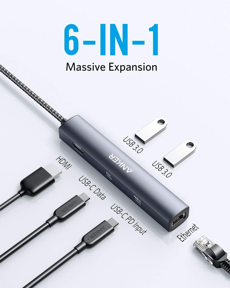 Anker 543 USB-C Hub (6-in-1, Slim)